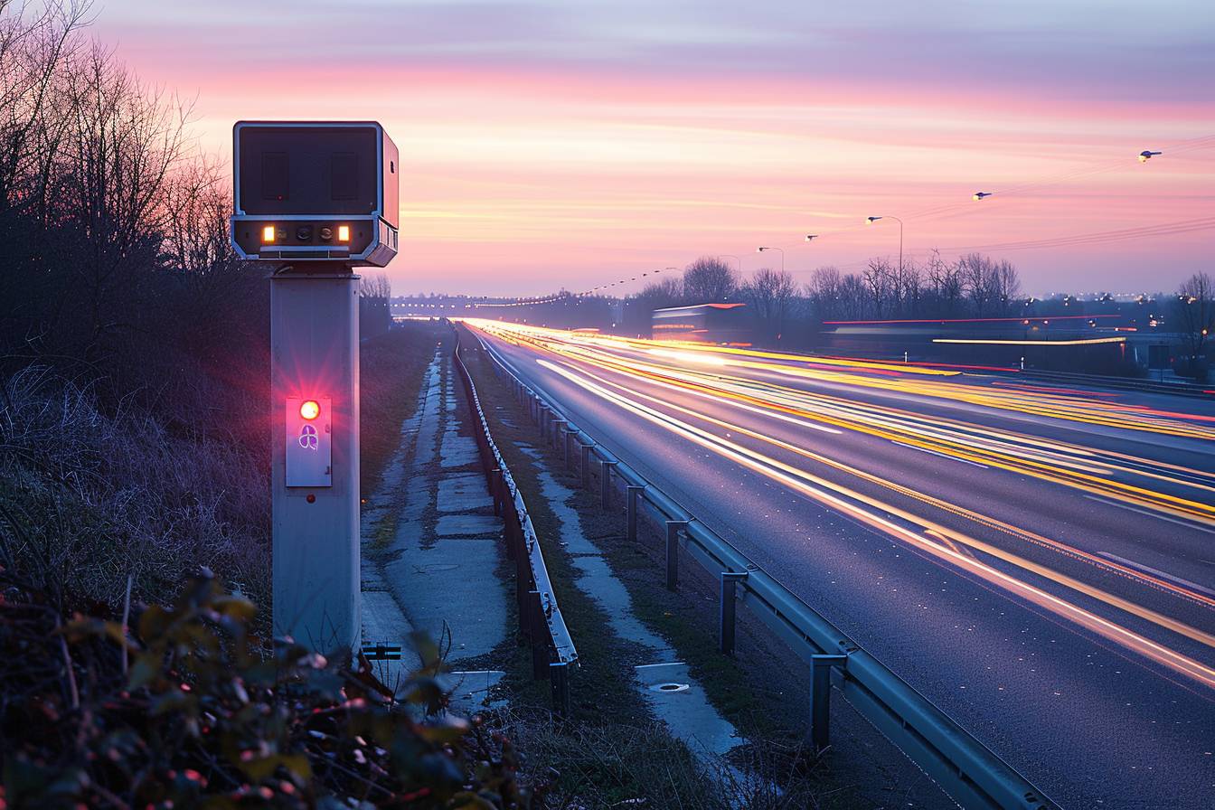 Radar sur autoroute mesurant la vitesse des véhicules